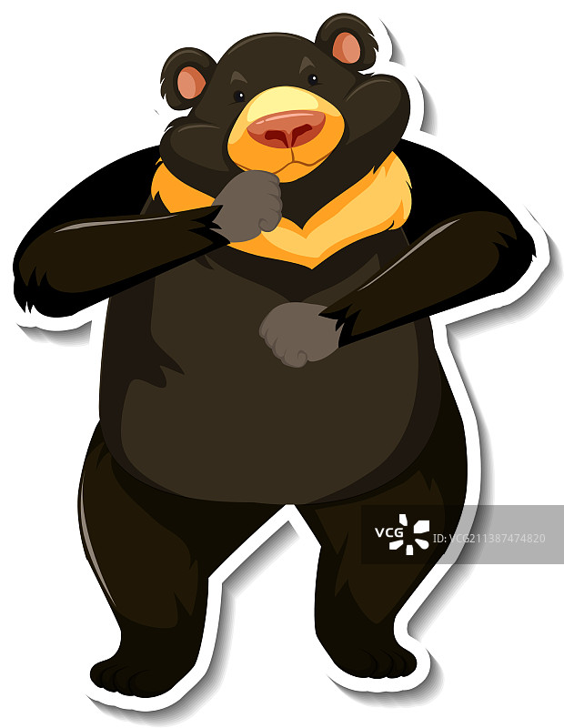 亚洲黑熊动物卡通贴纸图片素材