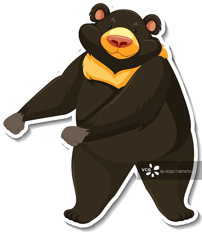 亚洲黑熊动物卡通贴纸图片素材