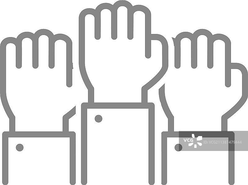 三个拳头的协作线性图标图片素材