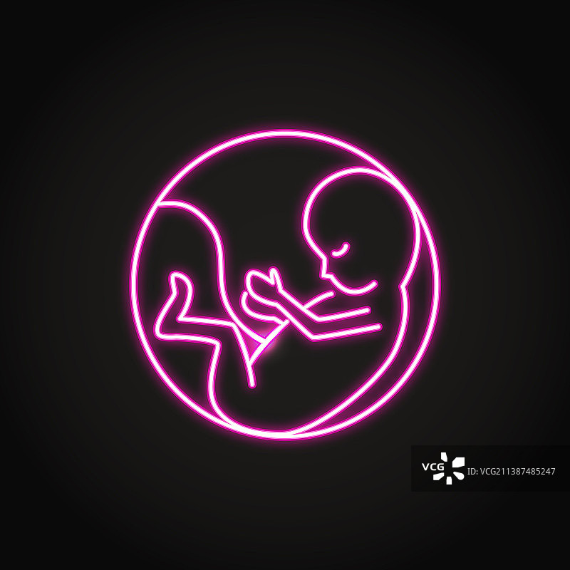 线条风格霓虹胚胎儿童图标图片素材