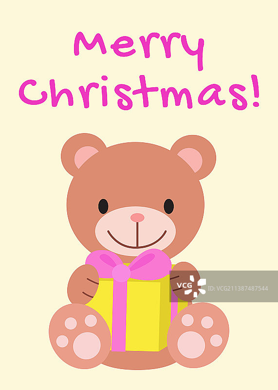 带有可爱卡通泰迪熊的圣诞节卡片图片素材