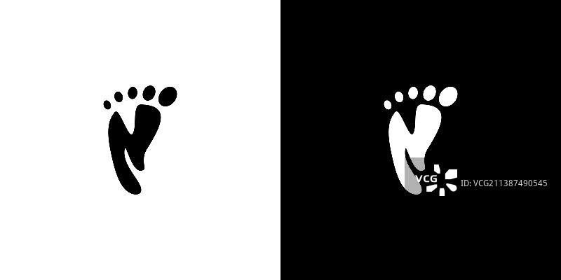 简约现代字母N首字母足迹标志图片素材