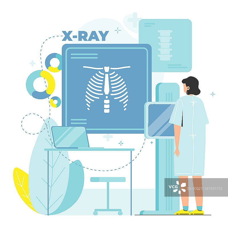 女性胸部X光片荧光检查图片素材