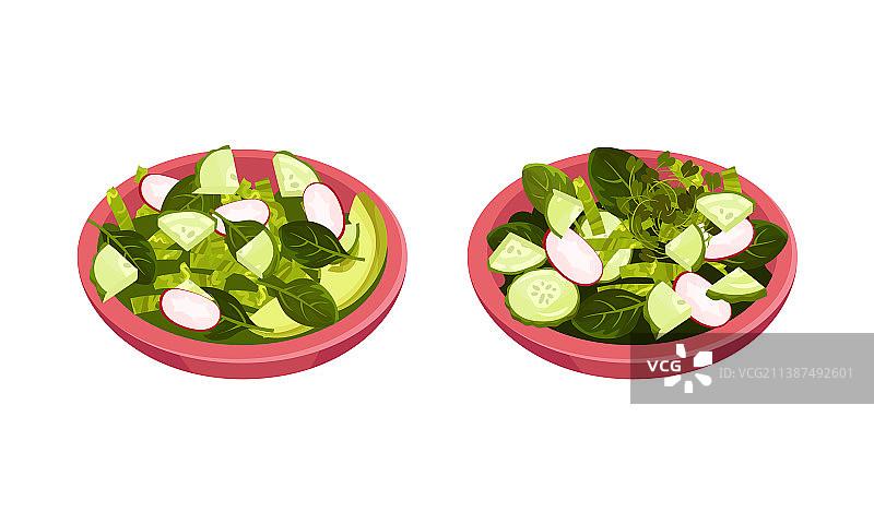 陶瓷碗里的新鲜蔬菜沙拉图片素材