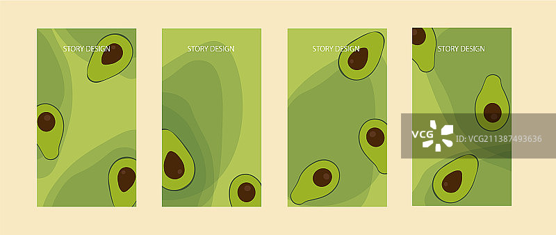 绿色牛油果社交媒体故事模板图片素材