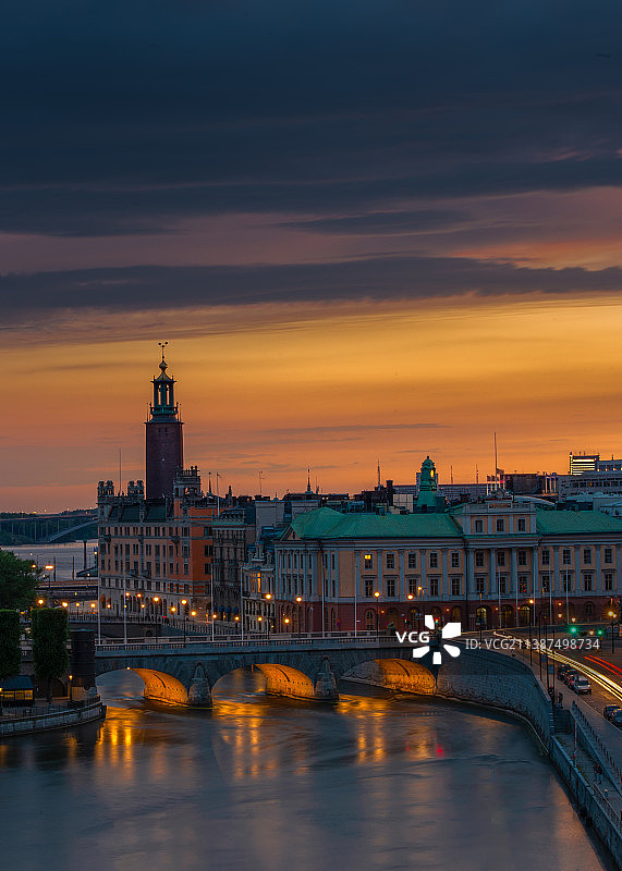 瑞典斯德哥尔摩城市夜景图片素材