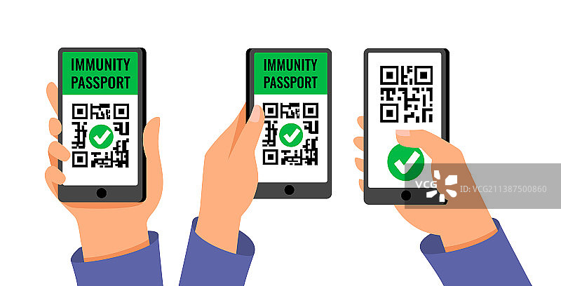 手机屏幕上的疫苗接种证书二维码图片素材
