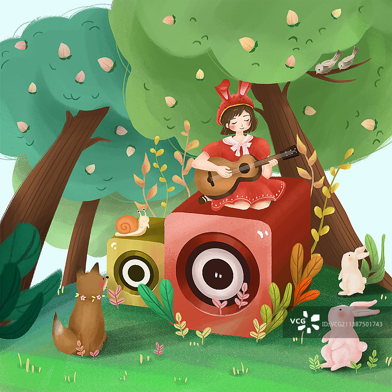 弹吉他和唱歌的女孩图片素材