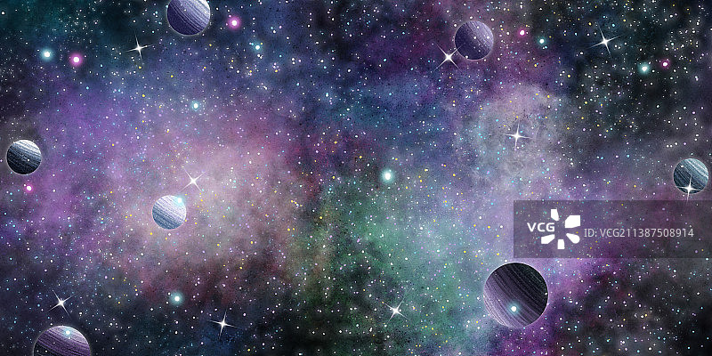 宇宙星空元宇宙，外太空背景插画图片素材