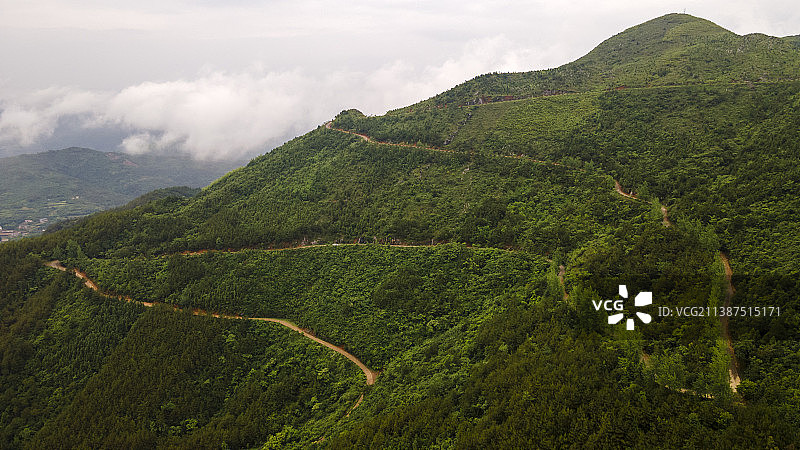 中国湖南溆浦雷峰山金子山盘山公路航拍图图片素材