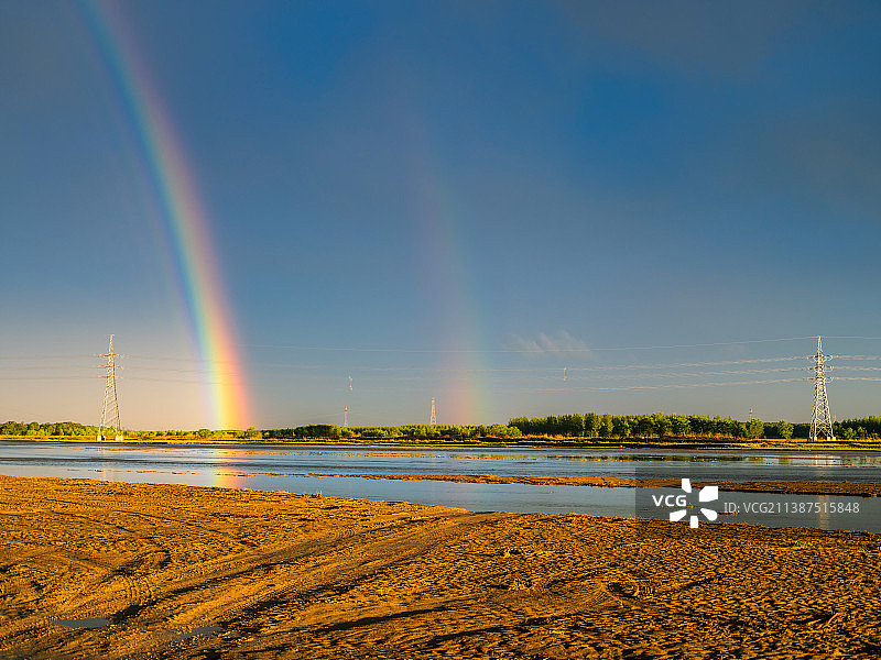 辽宁省阜新市彰武县彩虹桥下的柳河风光图片素材