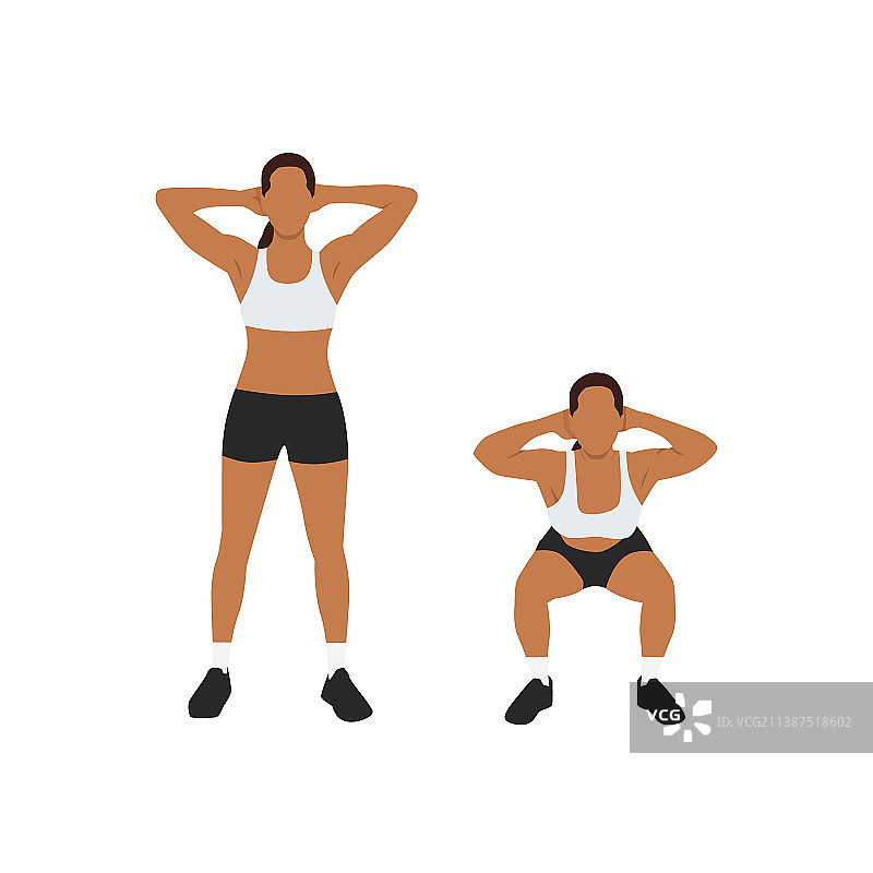 双手抱头做自重深蹲图片素材