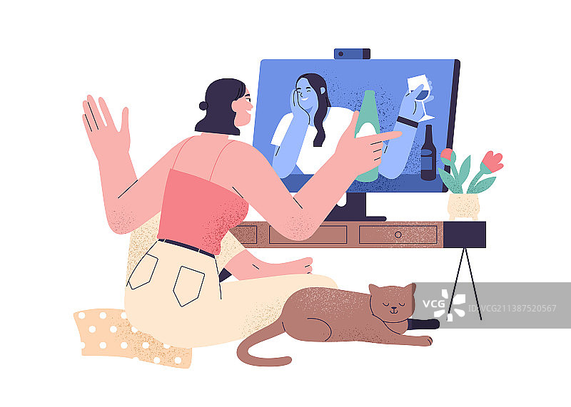 线上好友畅饮聚会图片素材