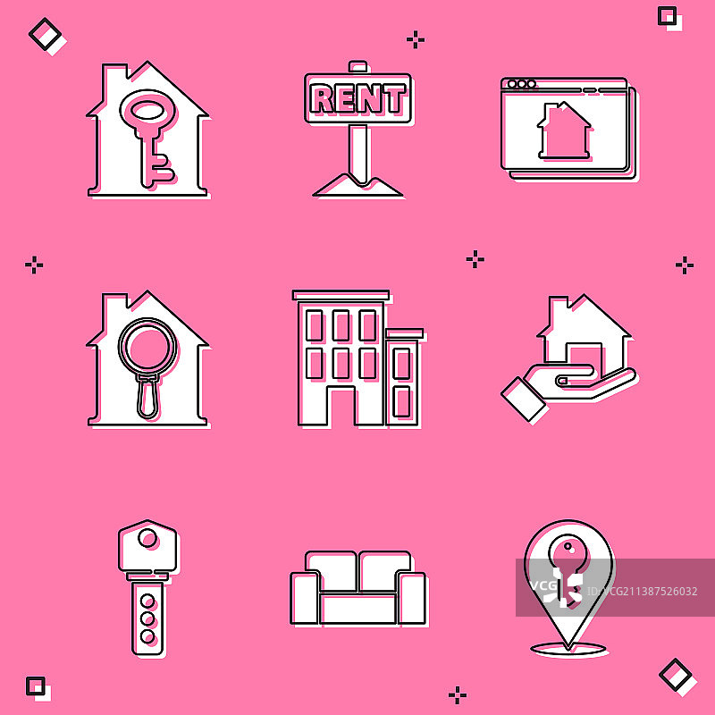 房屋与钥匙挂牌在线租赁图片素材