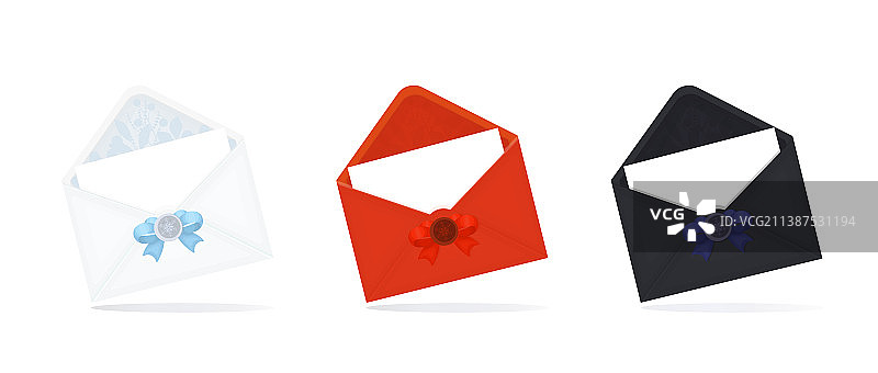 带A的白色红色和黑色信封合集图片素材