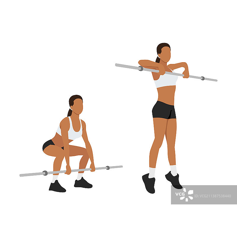 女人正在做杠铃高拉练习图片素材