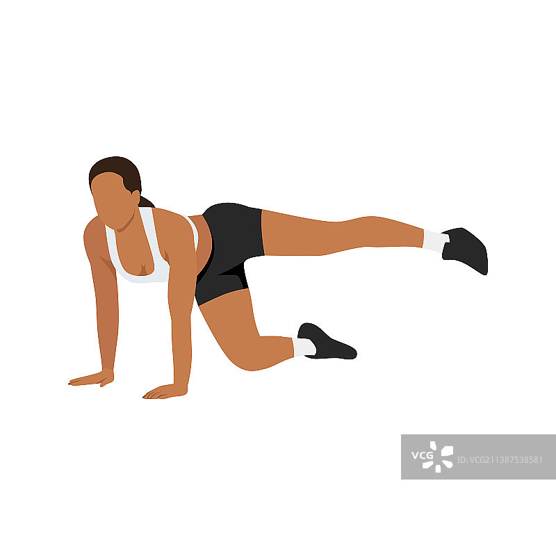 女人做臀部后踢组合运动图片素材