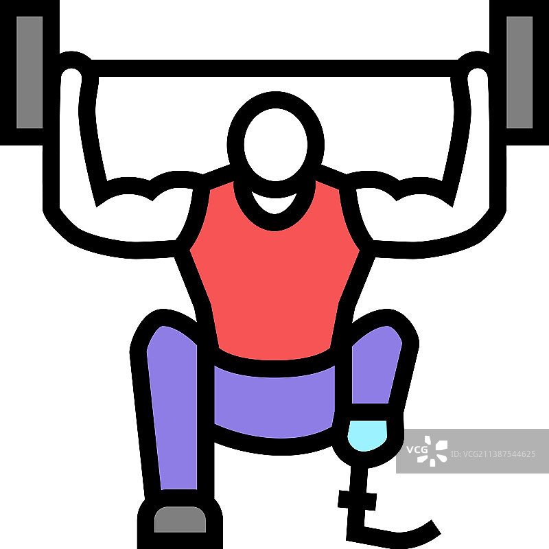 力量举残疾运动员彩色图标图片素材