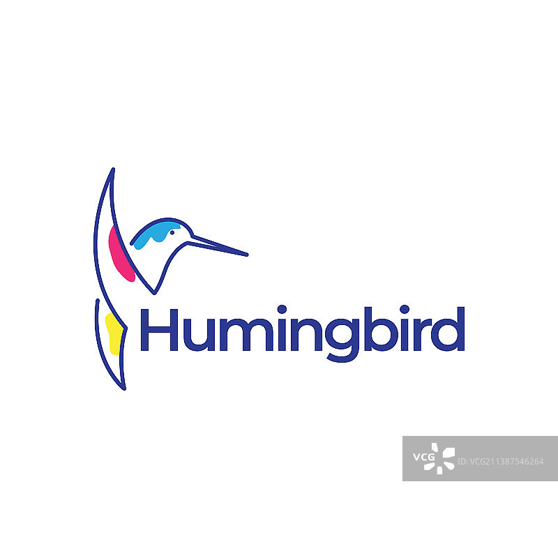 抽象蜂鸟线条logo设计图片素材