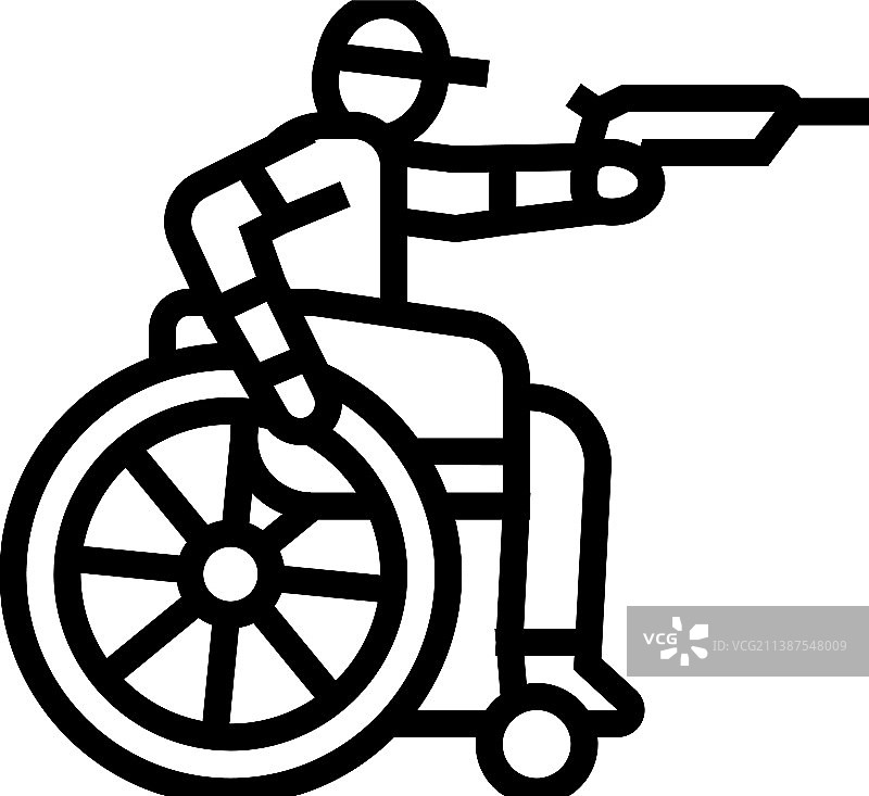 射击残疾运动员线条图标图片素材