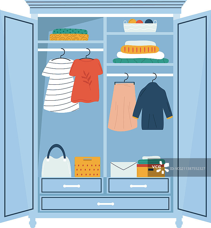 整洁的开放式衣柜图片素材