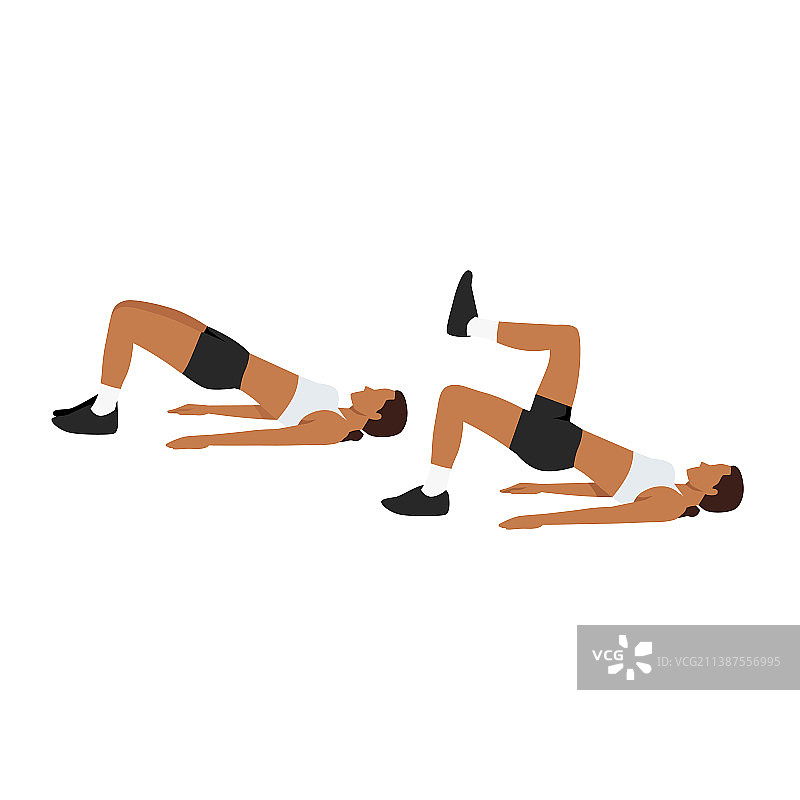 女子进行行进式臀桥运动图片素材