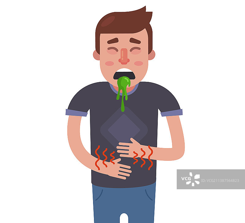 男子感到恶心和胃痛消化不良图片素材