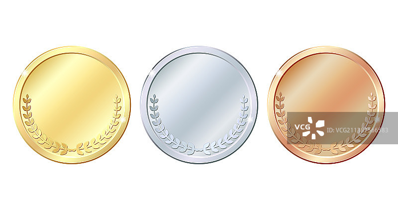金银铜圆形空白奖牌合集图片素材