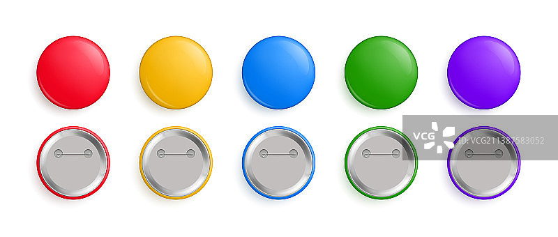 彩色圆形空白光面徽章按钮图片素材