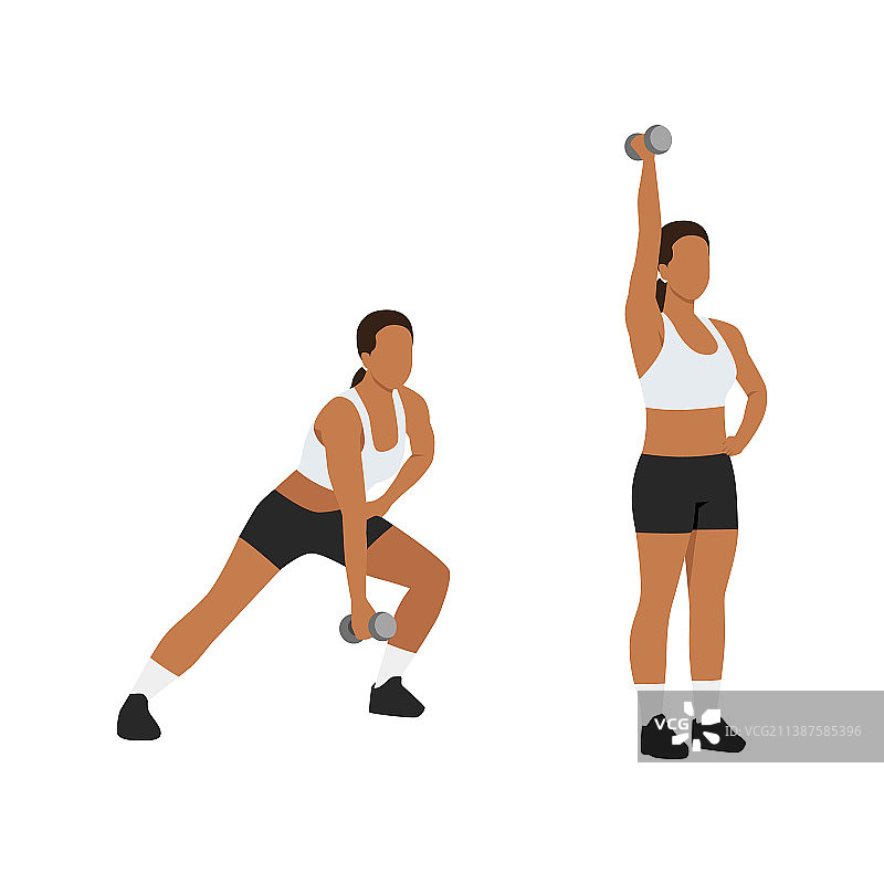 女人做滑步按压运动图片素材