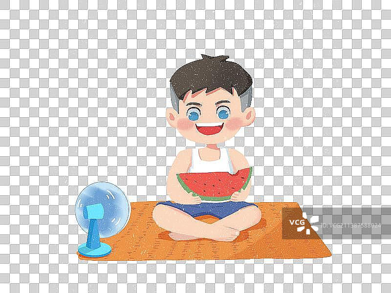 夏天吃西瓜的小孩图片素材