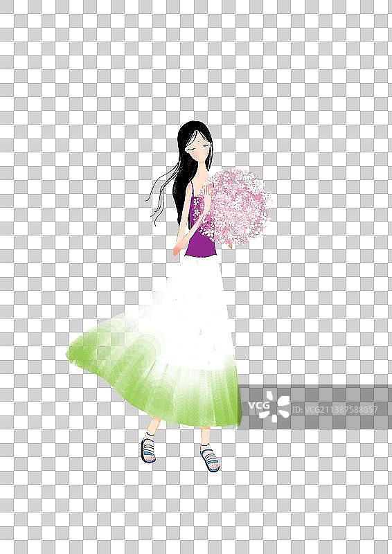 捧着花的女人图片素材