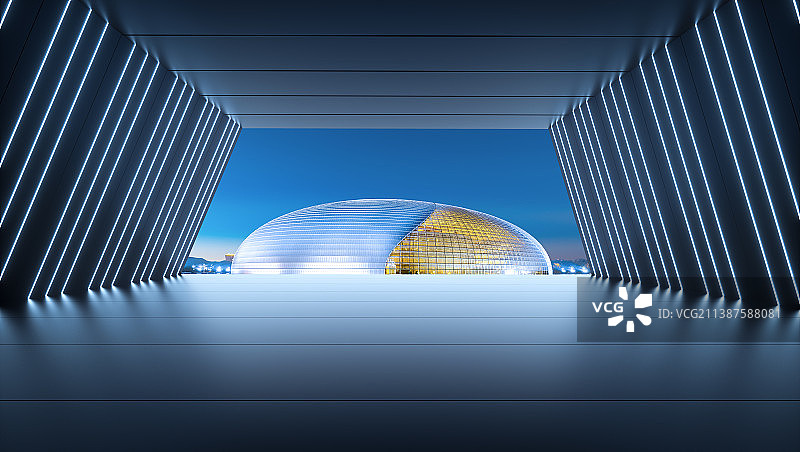 北京国家大剧院建筑空间科技背景图片素材