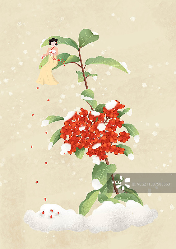 琼花果扁平渐变插画图片素材