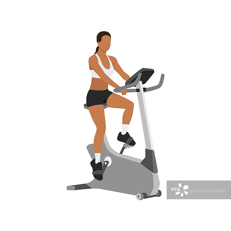 女人在动感单车上进行有氧运动图片素材
