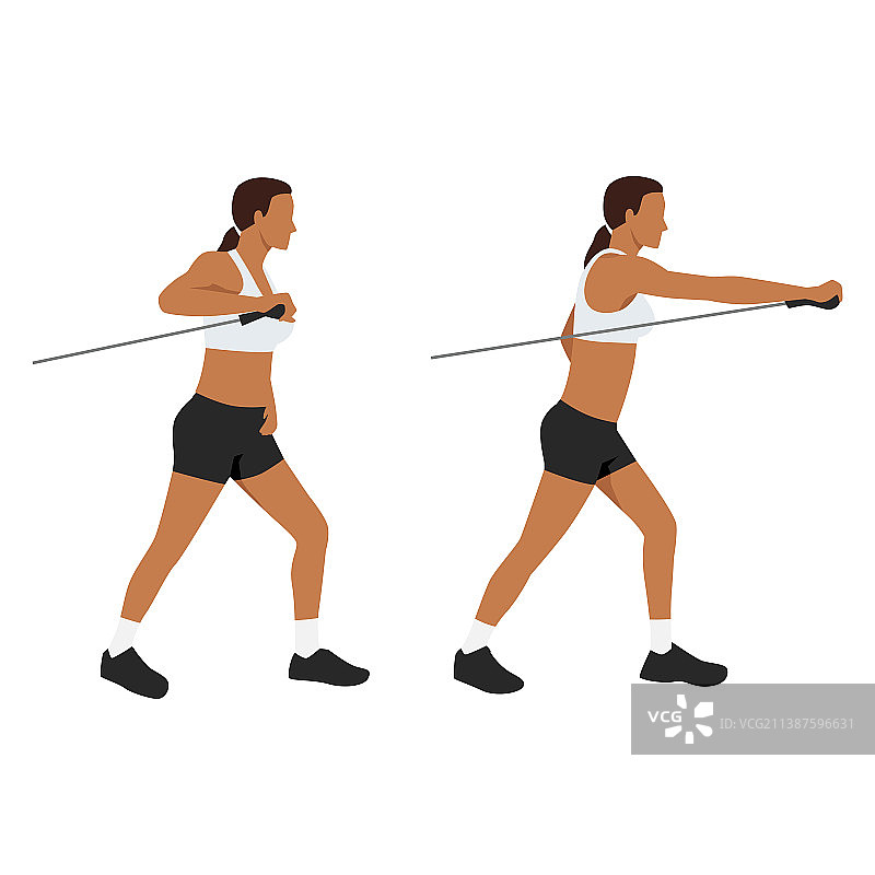 女人做胸前推举侧弓步图片素材