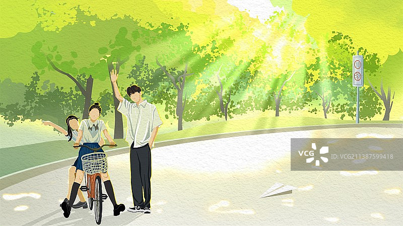 同学们在校园毕业季相互告别图片素材