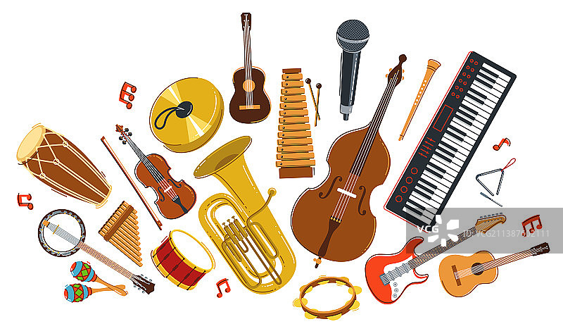 管弦乐队乐器扁平风格图标图片素材