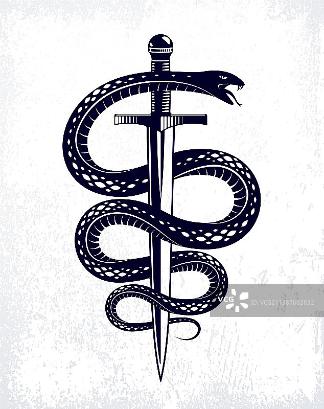 缠绕剑的蛇和匕首图片素材