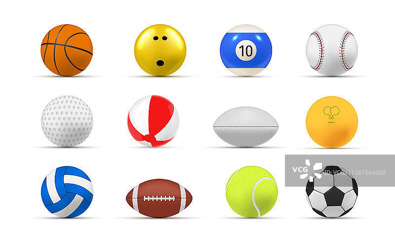 逼真风格运动球类合集图片素材
