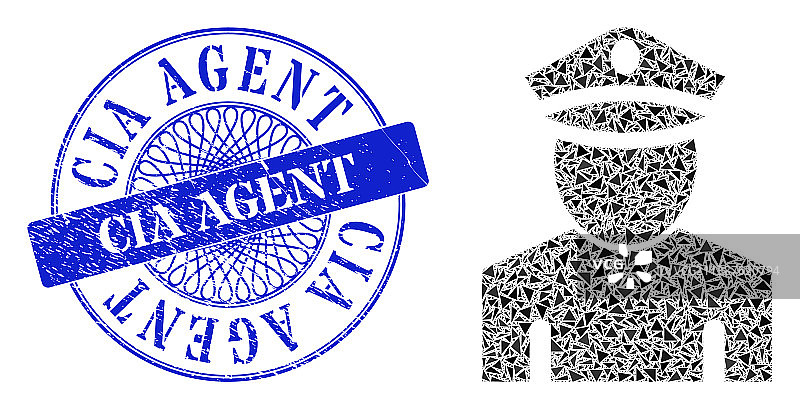 美国中情局特工徽章和三角形警察图片素材