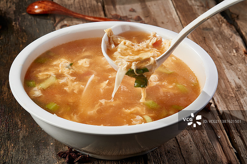 美味主食西红柿鸡蛋面片汤图片素材