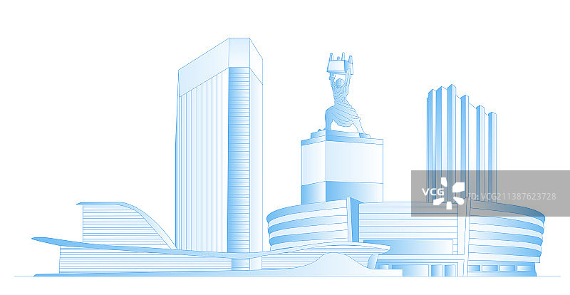 宿迁城市地标建筑群矢量插画图片素材