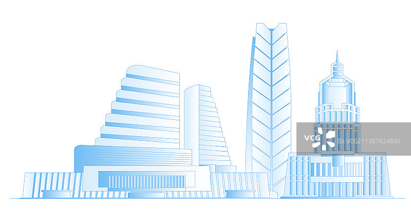 新乡城市地标建筑群矢量插画图片素材