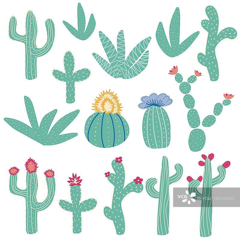 明亮仙人掌重复图案图片素材