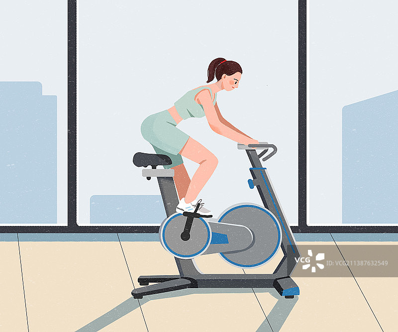 健身房骑动感单车的女孩图片素材