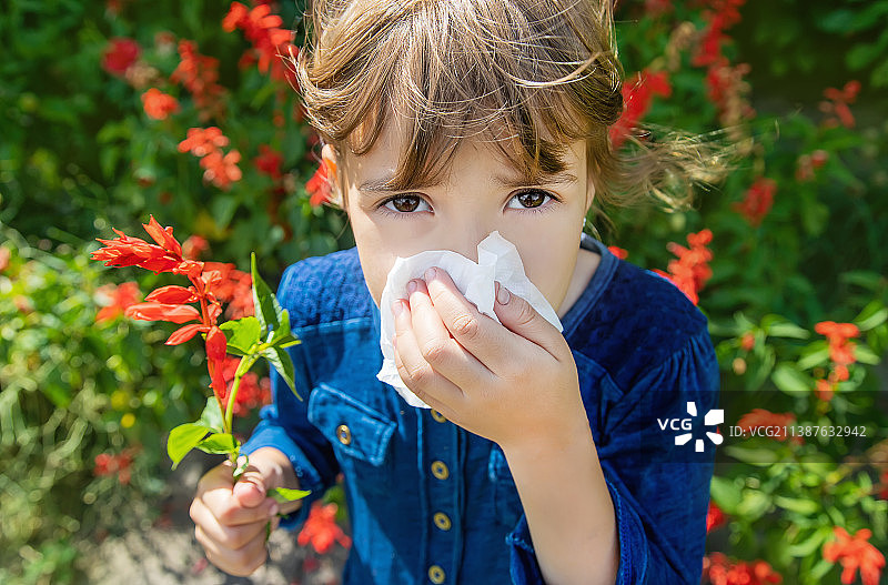 儿童季节性过敏性鼻炎选择性聚焦图片素材