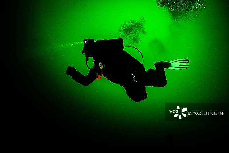 安大略湖潜水员剪影图片素材