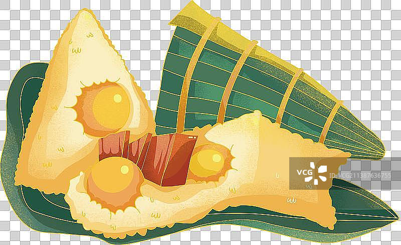 国风插画端午节粽子咸肉蛋黄粽图片素材
