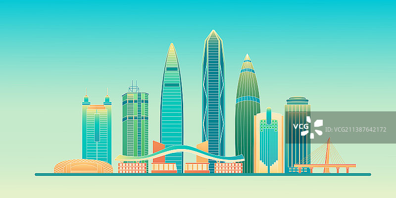 深圳城市建筑群矢量插画图片素材